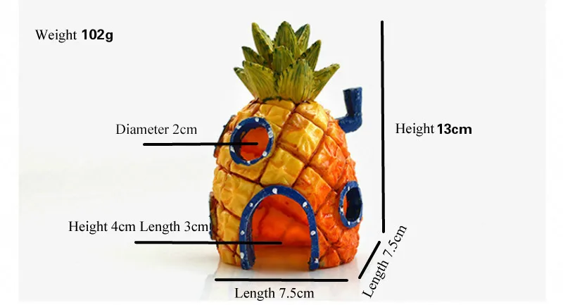 Аквариумный Декор для аквариума, Губка Боб и сквидворд, домик ананас, Мультяшные аквариумные аксессуары, домашние украшения
