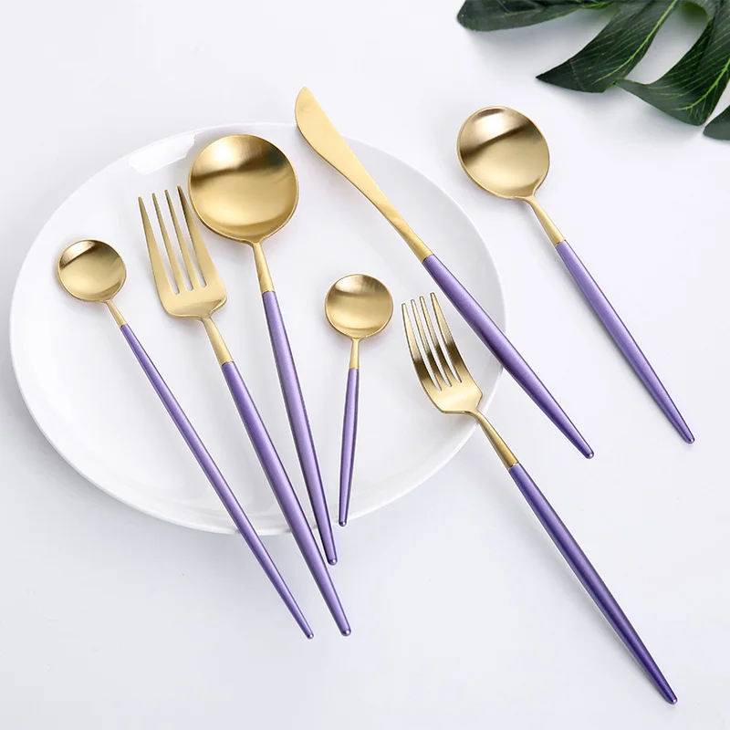 purple gold christmas cutlery (2)