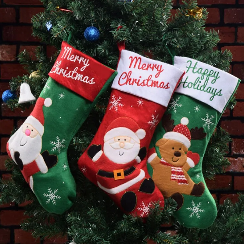 

1PC Christmas Stocking Christmas Gift Bag for Home New Year Cute Boot Shape Decoration Socks Ornaments Christmas Supplies