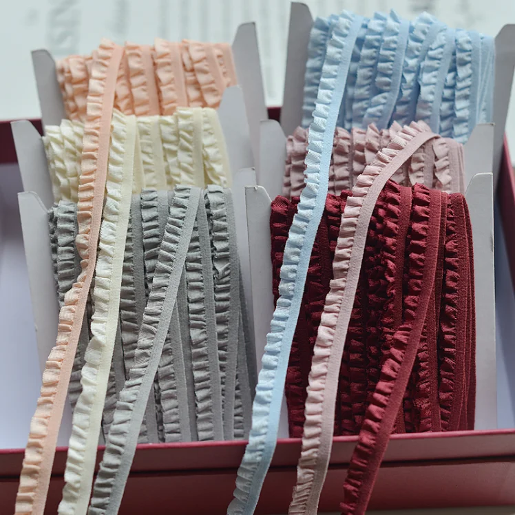 Lace Fabric 5 Meter Ruffle 1CM Wide Elastic Ribbon Trim Diy Craft African Fabrics Stretch lace ribbon lace sewing supplies lace sewing accessories lace accessories lace garment accessories lace hair accessories lace decoration