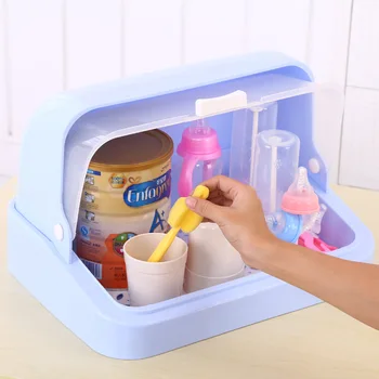 

Kitchen half turn dish rack shelf milk bottle cup holder cutlery dust storage box with lid cup holder