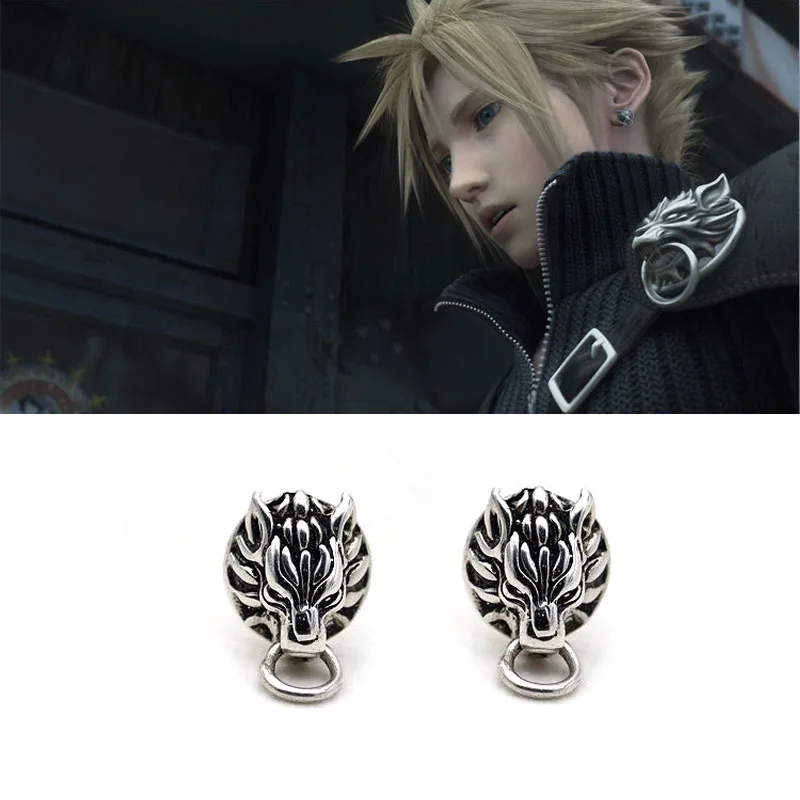 

Hot Game Final Fantasy Cloud Strife Wolf Stud Earrings For Men Women