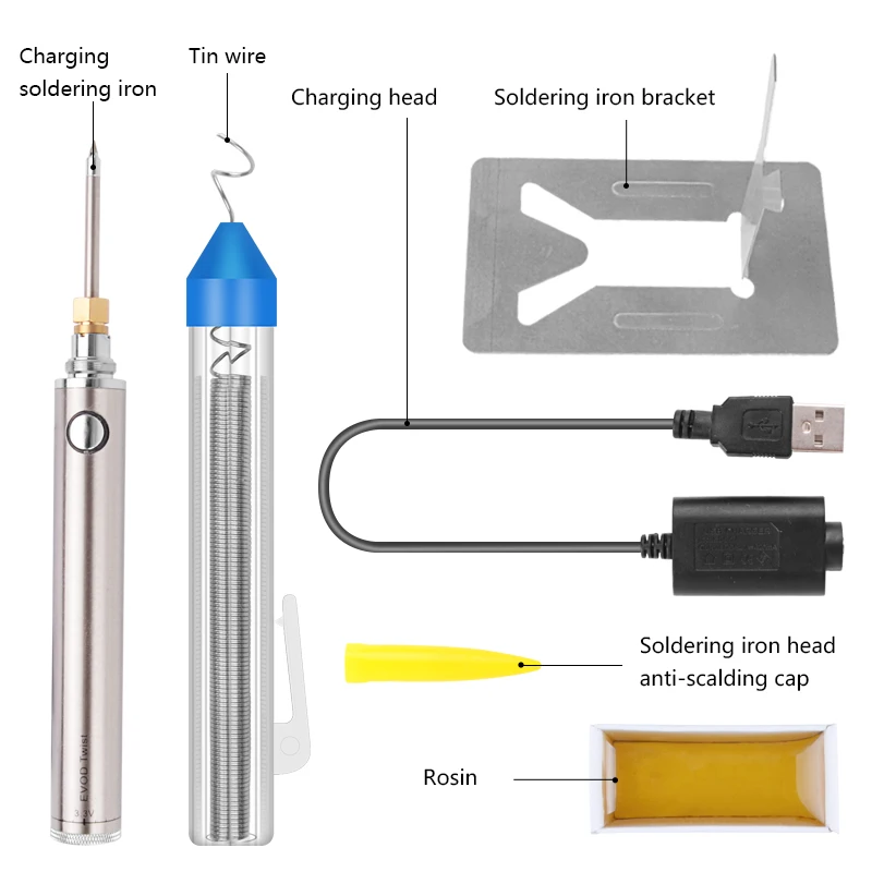 Metal USB Soldering Iron 5V 8W Charging Soldering Station Mini portable Battery Soldering Iron with USB Welding Tools
