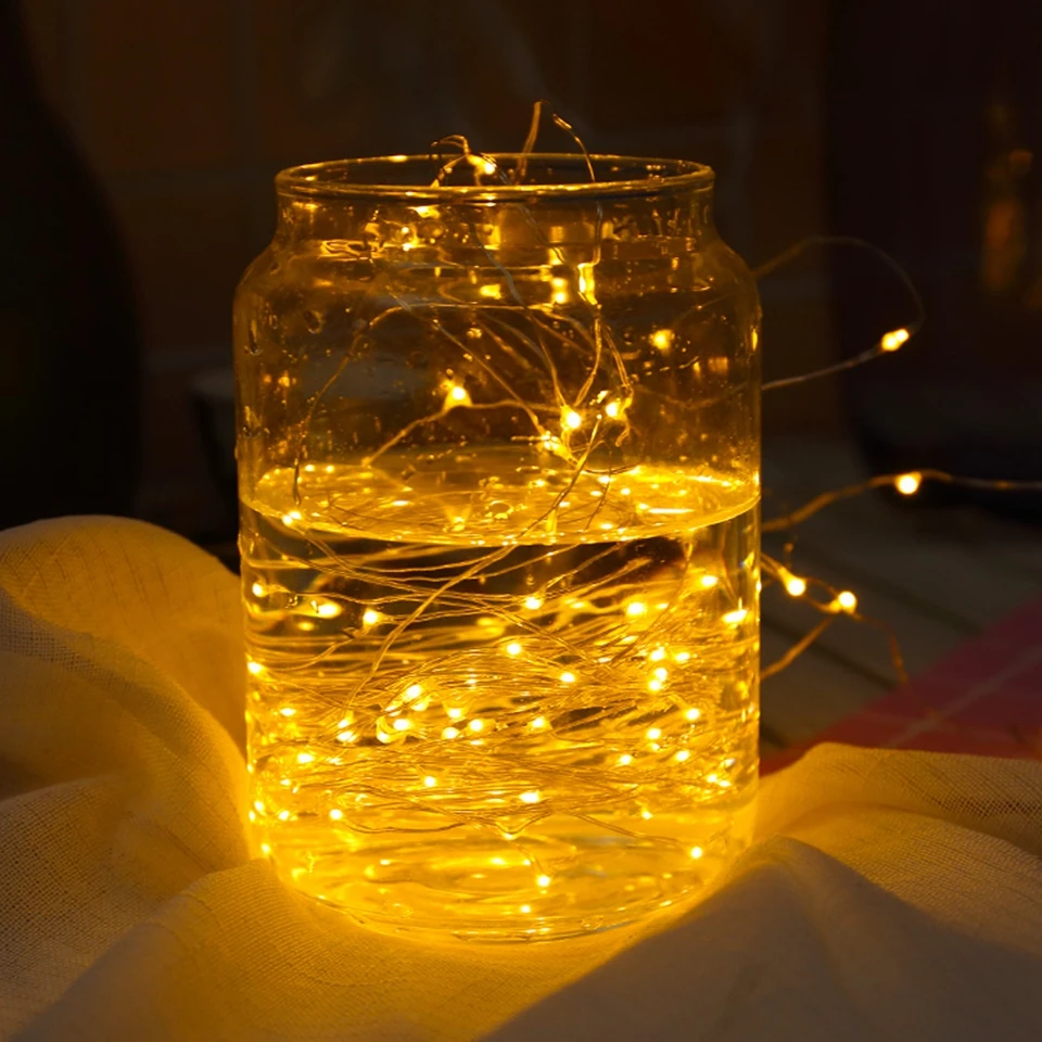 thumbnail image 4 of Cadena de luces LED de alambre de cobre de 5 m, 10 m y 20 m con control remoto para guirnalda, árbol de Navidad, decoración de bodas y habitaciones, 4 of 5