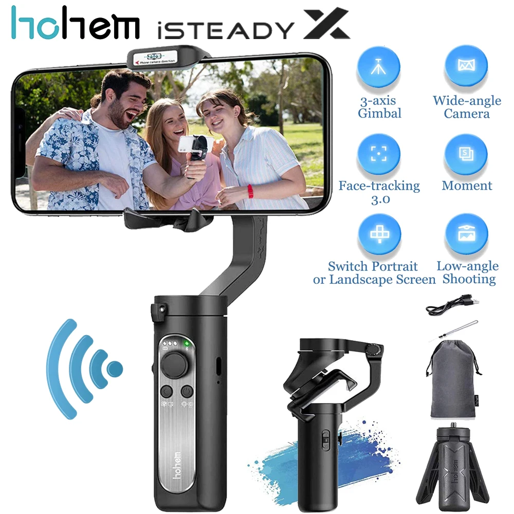 Hohem ISteady Mobile+ 3-Axis Handheld Stabilizing Gimbal High performance composite Support Face Tracking Dual BT stand to 280g