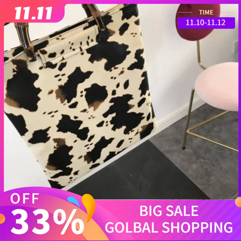

GOPLUS 2020 NEW For Women Luxury Vintage Designer Bags Cow Pattern Handbag Bag Natural Slub High Capacity PU Bolsos Mujer