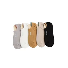Spring and Summer New Invisible Hemp Series Collision Embroidery Large-Heel Stereo Combed Female Cotton Boat Socks