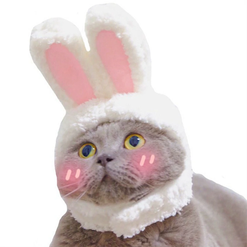 

Funny Pet Dog Cat Cap Costume Warm Rabbit Hat New Year Party Christmas Cosplay Accessories Photo Props Headwear