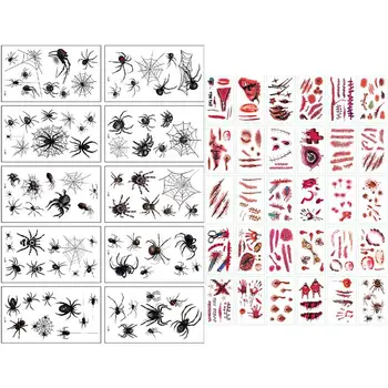 

40 Sheets Scary Sticker Removable Safe Fun Waterproof Party Supplies Scars Paster Tattoo Stickers for Party Halloween Masquerade