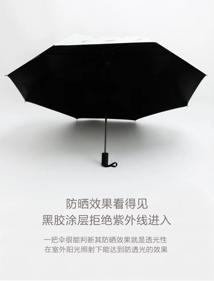 Милый зонтик хипстер Бронзовый перо винил складной зонтик дождь или блеск двойного назначения Защита от солнца три раза женский зонтик