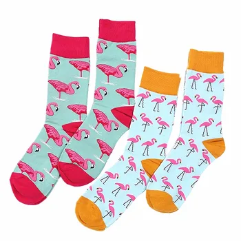 

Wish Amazon Celebrity Style Flamingo Pattern Crew Socks Europe And America New Style COUPLE'S Socks Factory Wholesale