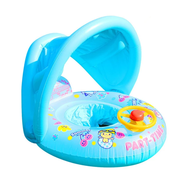 Bouée de natation gonflable pour enfants, bouée circulaire pour bébés, avec  siège pare-soleil, jouets de piscine, accessoires de Sport - AliExpress