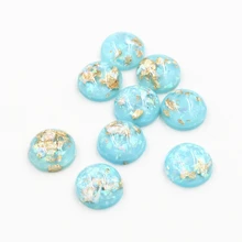 Новая мода 40 шт 12 мм светильник небесно-голубого цвета Встроенная металлическая фольга плоская задняя Смола Кабошоны Cameo-Z6-15