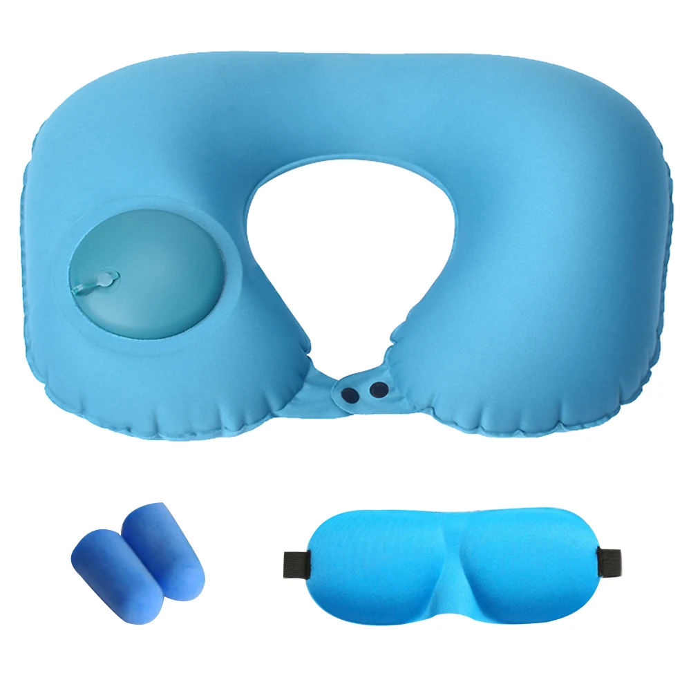 B-blue 40x29.5cm Urijk U-Shape Travel Pillows For Airplane Inflatable Neck Pillow Travel Accessories Comfortable Pillows For Sleep Home Textile - Цвет: B-blue 40x29.5cm