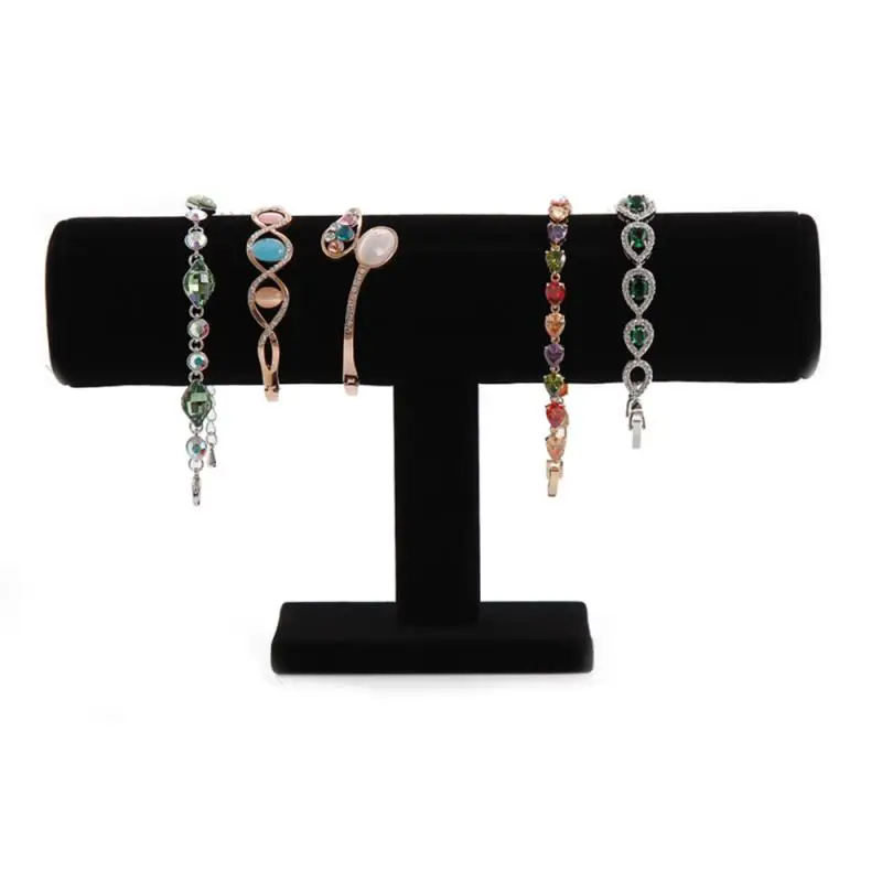 Portable Velvet/PU Leather Bracelet Bangle Necklace Display Stand Holder Watch Jewelry Organizer T-Bar Rack Droppshiping 1
