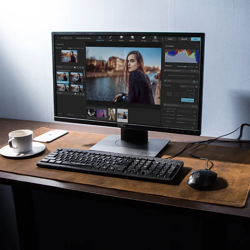 Couro Genuíno Tamanho Grande Mouse Pad Anti-derrapante Teclado Mesa Tampa Gamer Deskmat Computador Portátil - Imagem 4