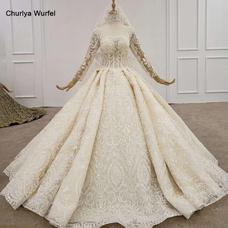 

HTL1197 petite wedding dress 2020 square collar long sleeve applique sequin backless Bride dresses new vestido de novia bohemio