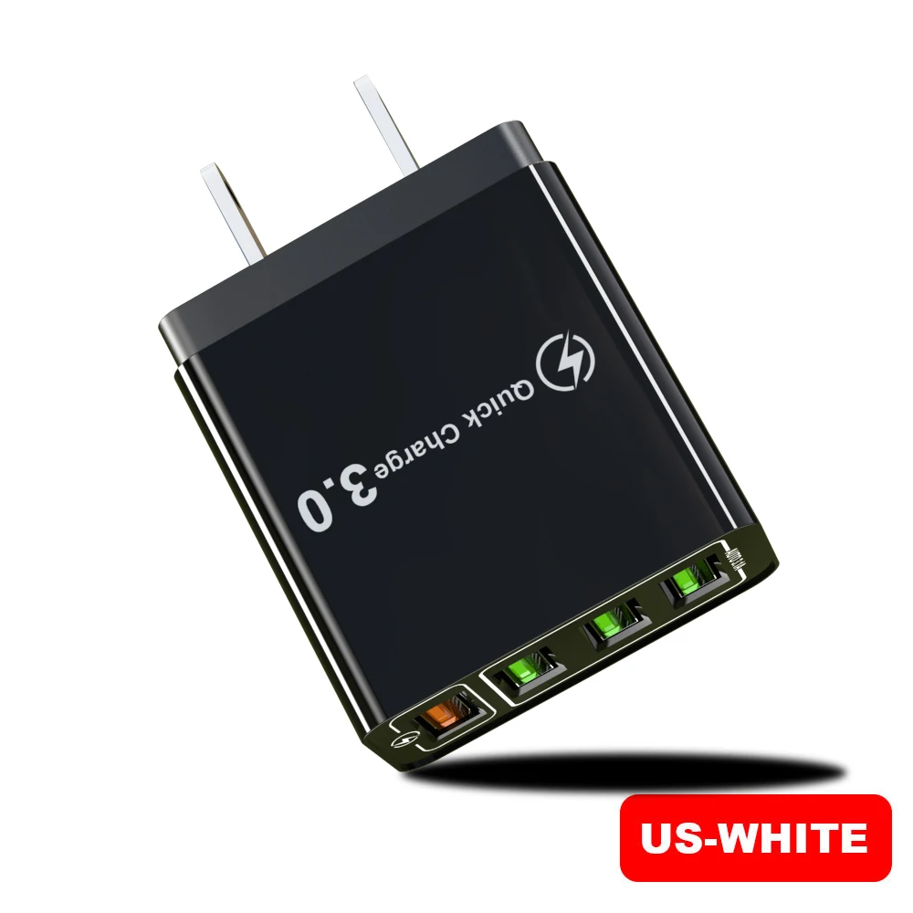 US Plug Black 30 Вт Быстрая зарядка 5 в 3.1A QC 3,0 USB зарядное устройство для iPhone X 11pro samsung A50 A30 huawei Xiaomi Note 7 8 Быстрая зарядка настенный адаптер - Тип штекера: US Plug Black