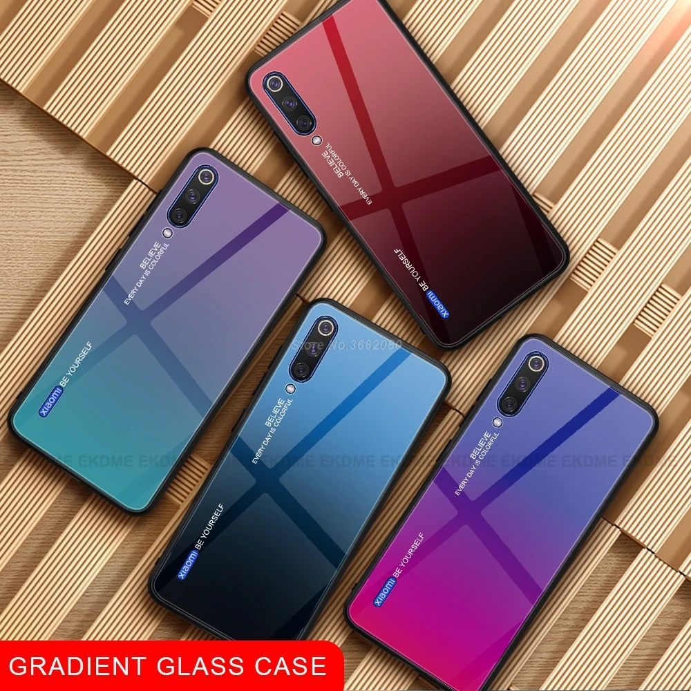 

Gradient Tempered Glass Back Case For Xiaomi CC9 CC9E Mi A3 Mi CC9 Mi9 Mi 9 Colorful Glass Back Cover For Xiaomi 9 Mi 9T Pro