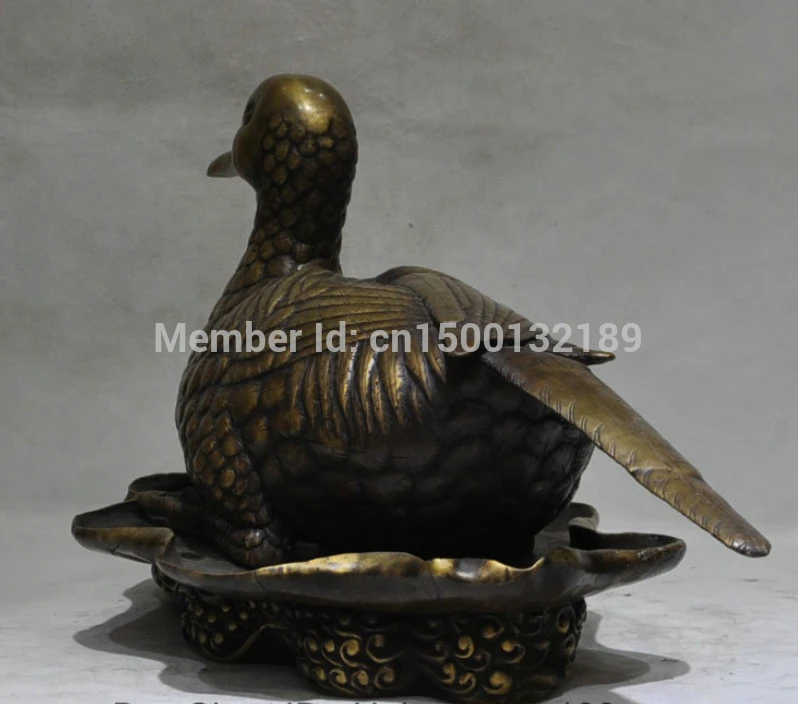 00116 24" Chinese Fengshui Bronze mandarin duck Lotus Leaf Animal Statue sculpture(A0414
