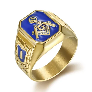 

Hip Hop Gold Color Stainless Steel Freemasonry Masonic Sign Rings for Men Jewelry Drop Shipping