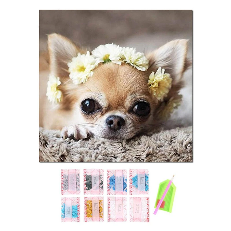 

New Full Square 5D Diy Diamond Painting Cute Dog Diamond Embroidery Chihuahua Cross Stitch Rhinestone Diamond Painting
