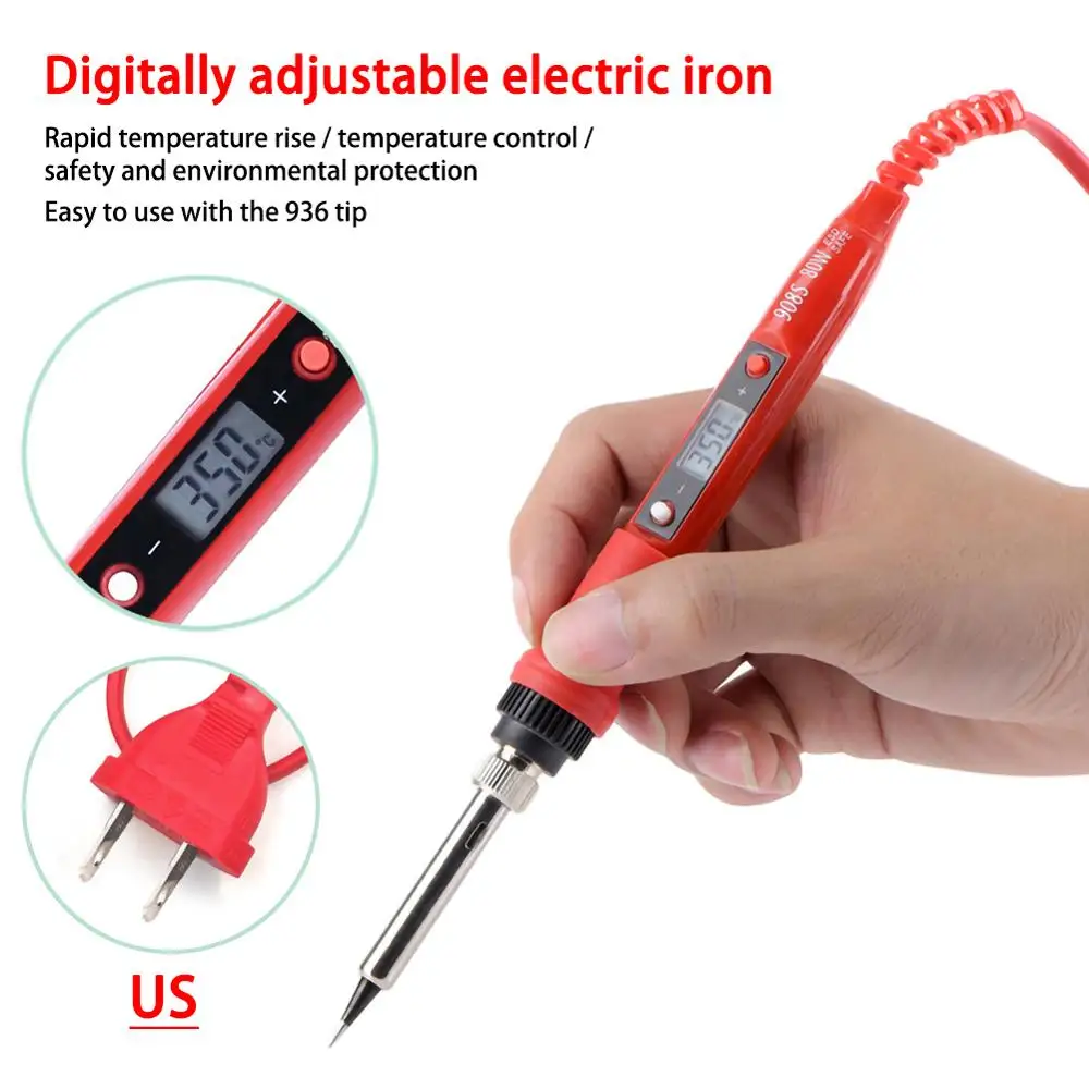 Electric Soldering Iron Welding Pen 80W Digital Temperature Adjustable ABS alloy Material Weld Tin Welding Pen EU/US Plug - Цвет: US Plug