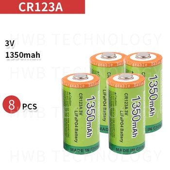 

8pack Etinesan CR123A 3v 1350mAh rechargeable battery LiFePO4 camera flashlight battery Factory warranty Free Shipping