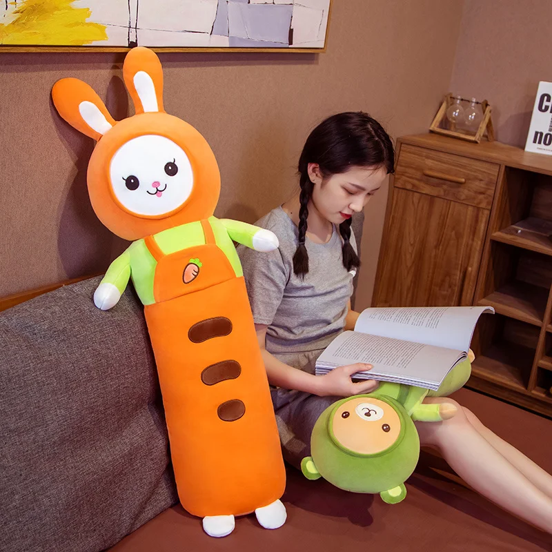 Cute Soft Long Rabbit Bear Boyfriend Pillow Plush Toys Stuffed Carrot Avocado Pause Office Nap Sleep Pillow Cushion Girls Gifts