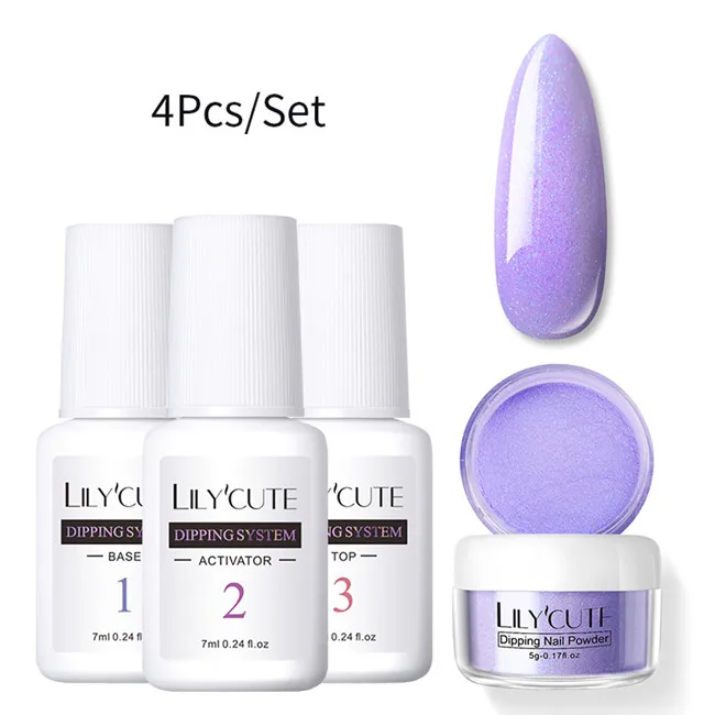 4Pcs Set 09 LILYCUTE погружение ногтей Блеск порошок наборы градиентный французский порошок для ногтей Красочные голографические натуральные сухие пигментные лампы для лечения - Цвет: 4Pcs Set 09