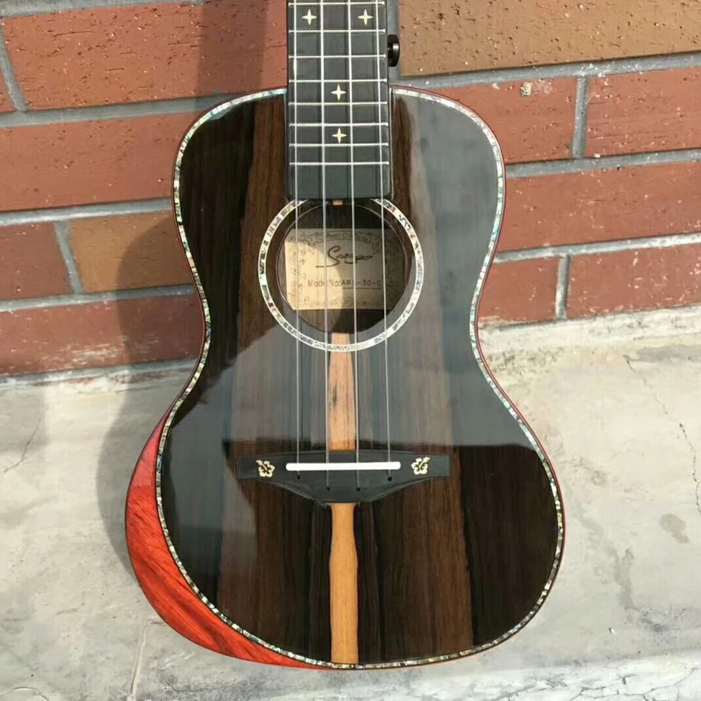 Новая Гавайская гитара высокого качества черная хурма деревянная Гавайская гитара 23 дюймов яркая ручная укулеле