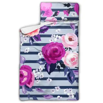 

Toddler Rolled Nap Mat Pad Anti-kick Quilt Artifact with Removable Pillow Beautiful Floral Flowers Baby Sleeping Bag