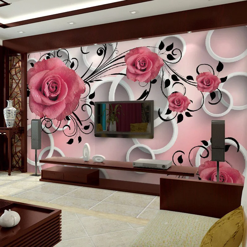 Photo-Wallpaper-3D-Stereo-Relief-Flower-Circle-Modern-Simple-Mural-Dining-Room-Living-Room-Sofa-TV (2)