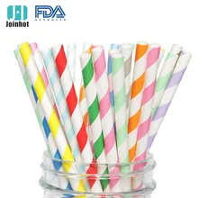 25 Биоразлагаемые бумажные соломки разных цветов радуги полосатые питьевые соломинки для сока на день рождения