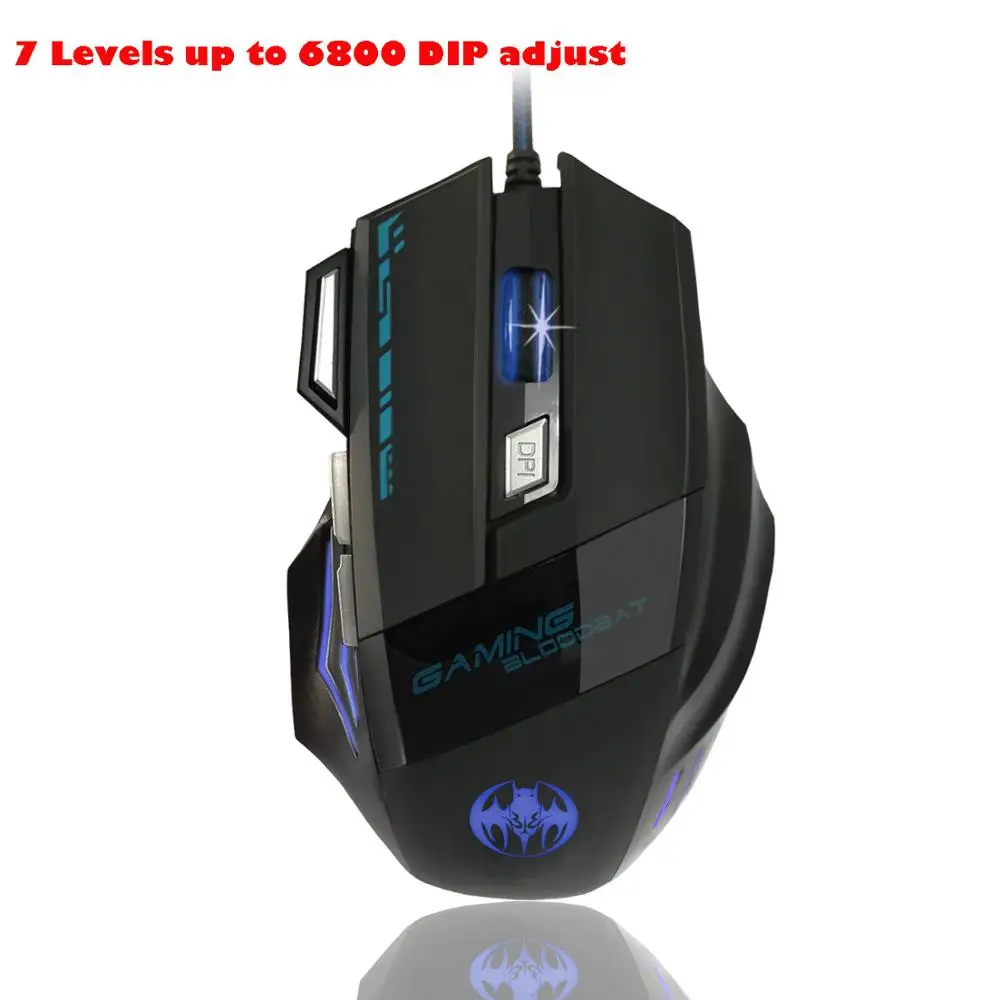 

Gaming Mouse wired 7 keys 7 levels 6800 DPI Optical Mouse Game computer Mouse LED light Large Mouse for pc gun game