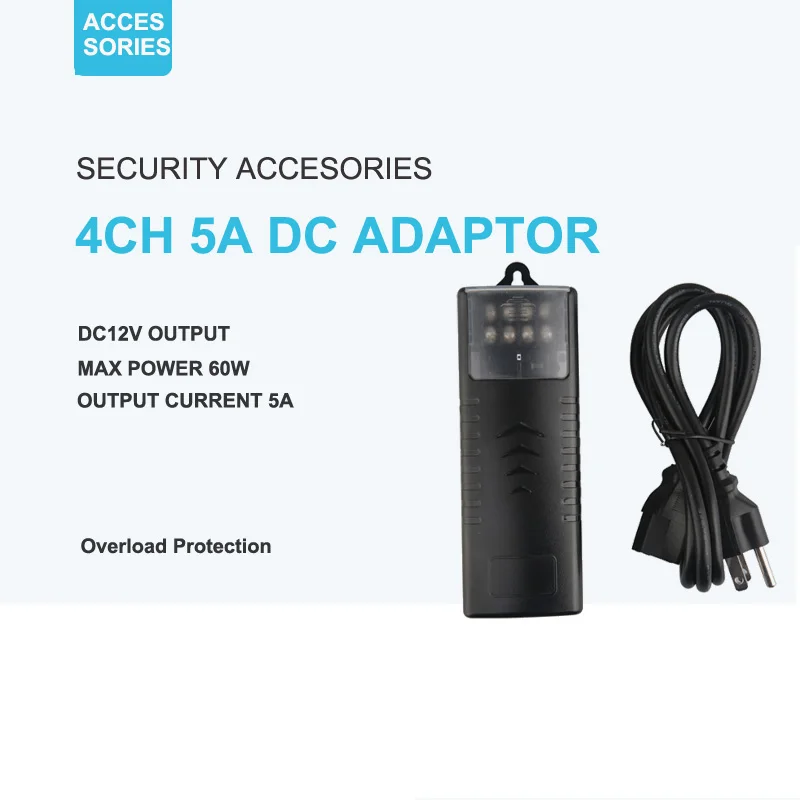 

4CH 5A 12V DC Adaptor Power Supply for CCTV Cameras US UK EU PLUG