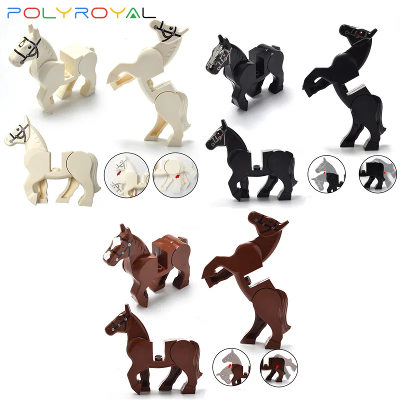 Конструктор из серии «животные», коричневая, черная, белая Военная лошадь, дуктационные креативные игрушки для детей, детская модель, подарок 10509