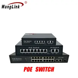 Wanglink коммутатор питания через Ethernet 100 м/1000 м 4/8/16 системы безопасности Порты и разъёмы + 2 Uplink Порты и разъёмы 100 м/1000 м коммутатор сетевой