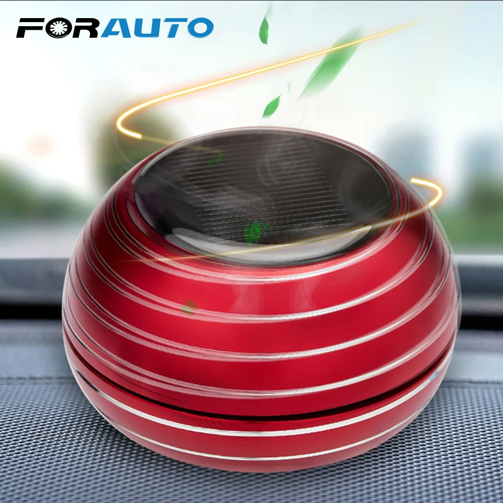 

FORAUTO Solar Power Alloy Rotating Car Air Freshener Car Perfume Diffuser Pressure Reduction Auto Dashboard Decor Car-styling