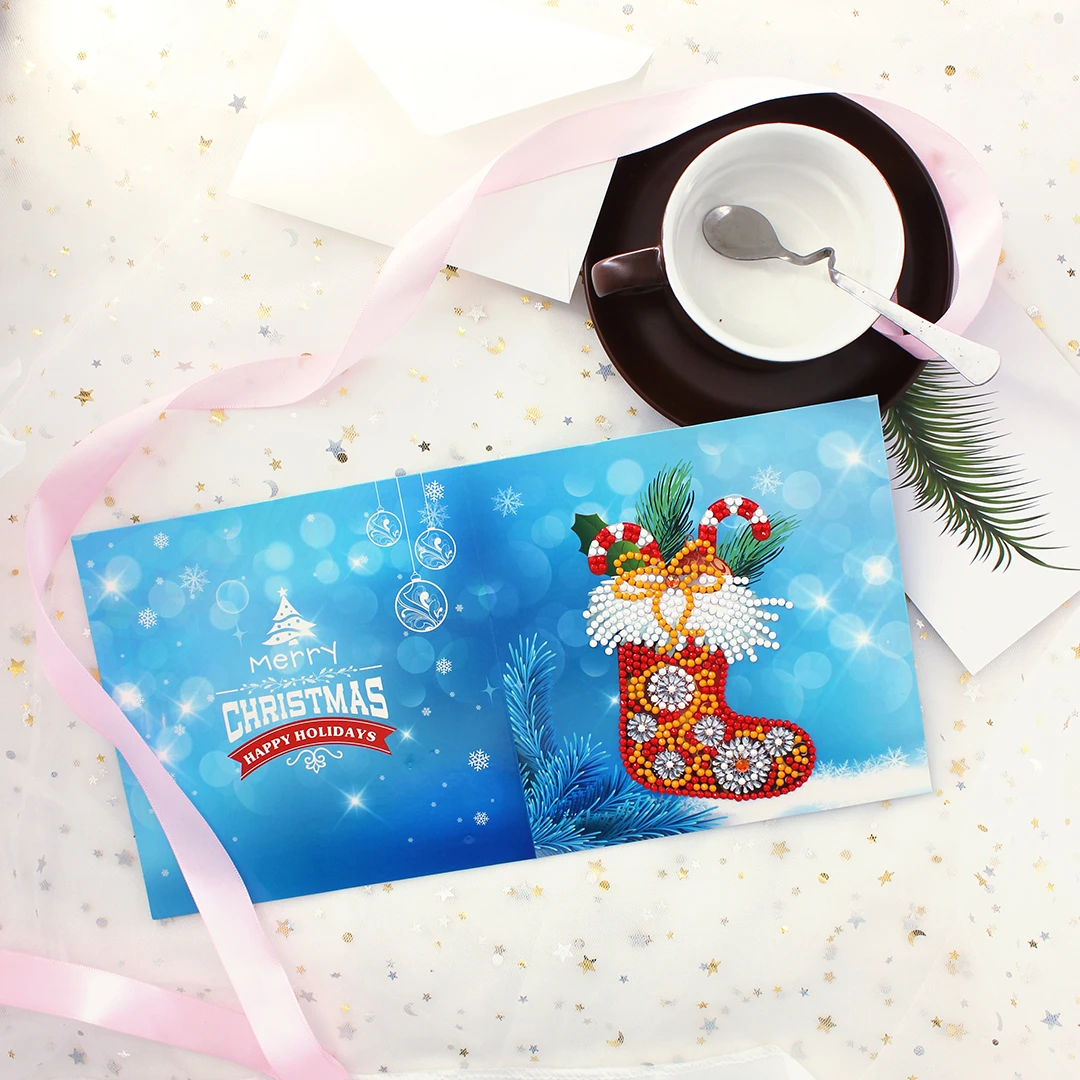 AZQSD Рождественская открытка, подарок, круглая дрель, сделай сам, алмазная живопись, Санта Клаус, специальная вышивка крестиком, 5D, ручная работа, подарок для детей - Цвет: HK17