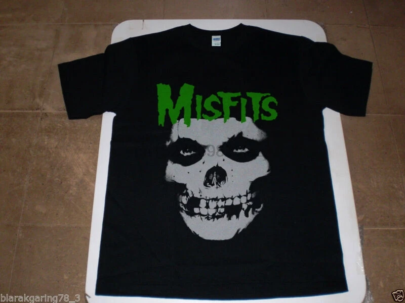 Винтажная Футболка Misfits Rock Green с буквенным принтом белого черепа двусторонний