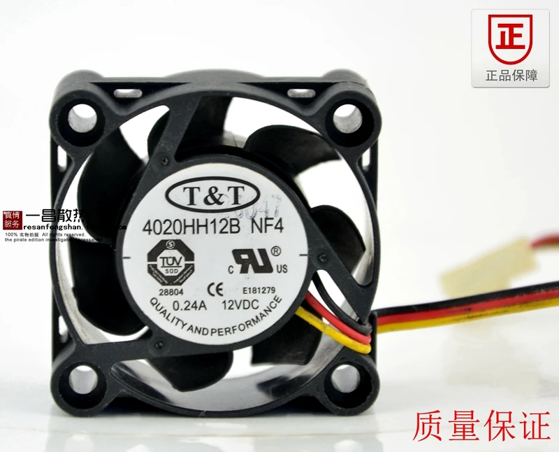 T & 4020HH12B NF4 DC 12V 0.24A 40x40x10 мм 3 Провода Сервер вентилятор