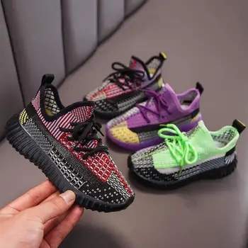 

2020 Kids Shoes Mesh Lightweight Sneakers Boys Girls Casual Lace-Up School Trainers Children Brand Breathable Shoes