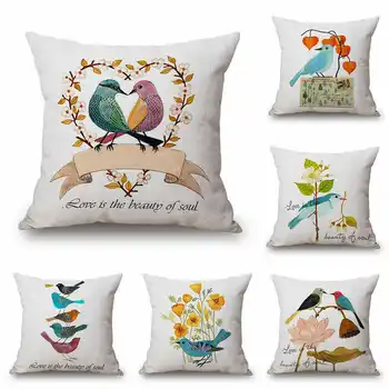

Animal American Cute Colorful Bird Pillowcase 18''x18'' Flower Ative Cover Throw Home Sofa Decor