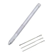 Иглы для волос, крюковые иглы для вязания крючком, 3 крючка, 1 латунный держатель для изготовления кружевного парика, вязанные микро кольца, петля, инструмент для наращивания волос