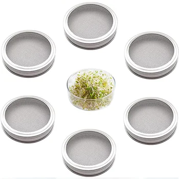 

6 Pcs Sprouting Jar Strainer Lid - for Growing Organic Sprouts Sprouter Screens for Wide Mouth Mason Jars Canning