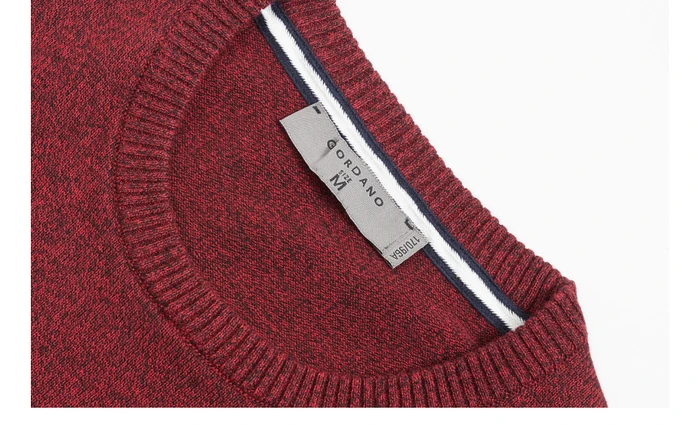 Giordano мужские свитера контрастный круглый вырез, длинный рукав пуловер для мужчин 12 игл трикотажные средней толщины Sueter Hombre 01059881