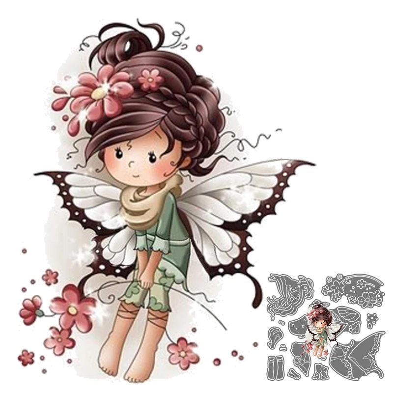 

New Metal Cutting Dies Butterfly Girl Angel Scrapbooking Die Cut Mould Crafts Stencil Handicrafts for Album Paper Card Embossing