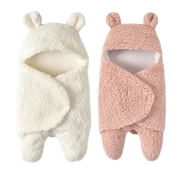 

Newborn Winter Autumn Rompers Warm Casual Blanket Infant Plush Baby Hairy Lamb Holding Blanket Hooded Baby Clothing Outfits