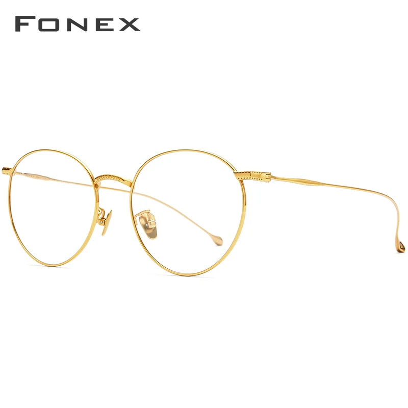 

FONEX Pure Titanium Eyeglasses Frames Women 2020 New Vintage Round Eyewear Myopia Optical Retro Prescription Glasses Men 8508